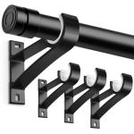 KOLAKO Curtain Rod Bracket, Heavy Duty Curtain Rod Holders Single Decorative Rod Hooks Hanger for 1 Inch Rod, Black 4 Pack