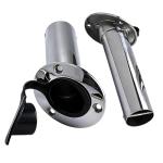 NovelBee 2pcs Fishing Rod Holders with Rubber Cap and Mounting Screws,Stainless Steel Flush Mount Rod Holder for Fishing Boat (30 Degree)