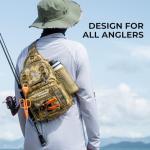 KastKing BaitSpace Standard Fishing Tackle Sling Bag, Water-resistant Sling Pack for Bank, Wader & Boat Fishing, Rod & Beverage Holder, Adjustable Straps, Durable 420D Nylon Fabric