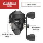 Zebco 606 Spincast Fishing Reel, Size 60 Reel, Right-Hand Retrieve, Pre-Spooled with 20-Pound Zebco Fishing Line, QuickSet Anti-Reverse and Dial-Adjustable Drag, Black, Clam Packaging