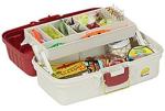 Plano 1-Tray Tackle Box with Dual Top Access, Red Metallic/Off White, Premium Tackle Storage (620106)