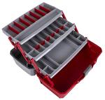 Flambeau Outdoors 6383TB 3-Tray Tackle Box - Classic Fishing Lure Storage Organizer, Large Portable Tackle Box, 32 Tray Compartments, Red/Gray