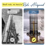 Rush Creek Creations Round 16 Fishing Rod Storage Rack - Features Traditional Handcrafted Wood Post - No Tool Assembly, Wood Grain Laminate