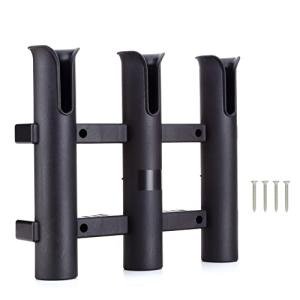 Wall Mounted Fishing Rod Holders Tubes Links Fishing Rod Holder Rack Rests (3-pole-black)