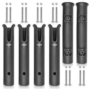 6 Tube Fishing Rod Holder Bracket Black Fishing Pole Holder with Screws for Garage Boat Cooler Trailer