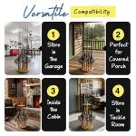 Rush Creek Creations Round 16 Fishing Rod Storage Rack - Features Traditional Handcrafted Wood Post - No Tool Assembly, Wood Grain Laminate