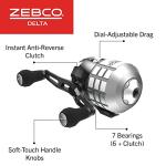 Zebco Delta Spincast Fishing Reel, Size 30 Reel, Changeable Right- or Left-Hand Retrieve, Dual Ceramic Pick-Up Pins, Pre-Spooled with 10-Pound Fishing Line, Braid Ready, Cool Gray