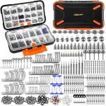 PLUSINNO 264/397pcs Fishing Accessories Kit, Organized Fishing Tackle Box with Tackle Included, Fishing Hooks, Fishing Weights Sinkers, Swivels, Beads, Fishing Gear Set Equipment for Bass Trout