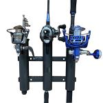 Wall Mounted Fishing Rod Holders Tubes Links Fishing Rod Holder Rack Rests (3-pole-black)