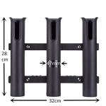 Wall Mounted Fishing Rod Holders Tubes Links Fishing Rod Holder Rack Rests (3-pole-black)