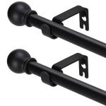 GXOACKJ 2 Pack Black Curtain Rods for windows 32 to 48 inch, 5/8 inch Splicing Heavy Duty Metal Curtain Rod Set with Brackets