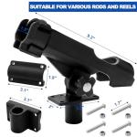 Bekith 2 Pack Fishing Rod Holder with Combo Mount, Adjustable Fishing Boat Rod Holder, Black Finish