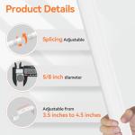 White Curtain Rods for Windows 28 to 48 Inch, 5/8" Diameter Heavy Duty Metal Splicing Adjustable Small Curtain Rod With Bracket(2.3-4 Feet)