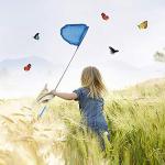 Kids Telescopic Butterfly Fishing Nets for Kids Catching Insect Net Outdoor Tools for Catching Bugs Fish Insect Ladybird, Extendable 34 Inches and Anti Slip Grip