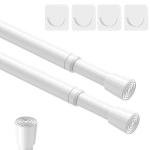 AIZESI 2pcs Spring Tension Rods Adjustable 26 to 39 inch Small Tension Curtain Rod No Drilling Expandable Spring Loaded Curtain Rod,Suitable for Doors and Windows 28 to 36 inch, White