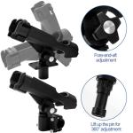 Bekith 2 Pack Fishing Rod Holder with Combo Mount, Adjustable Fishing Boat Rod Holder, Black Finish