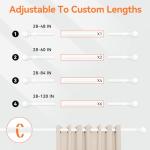 White Curtain Rods for Windows 28 to 48 Inch, 5/8" Diameter Heavy Duty Metal Splicing Adjustable Small Curtain Rod With Bracket(2.3-4 Feet)