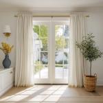 Warm Gold Curtain Rods for Windows 72 to 144 Inches Adjustable Length Heavy Duty 1" Diameter Brass Bronze Long Window Curtain Rod with Solid Metal Finials for Outdoor Farmhouse Bedroom Living Room