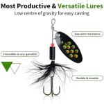 TRUSCEND Well-Made Rooster Tail Fishing Lures with Flash Copper Body and Blade, Two-Way Spinning Spoons System Fishing Spinners for Jigging, Freshwater Crappie Jigs, Blade Bait for Bass Trout Walleye