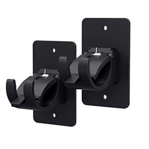2 Pieces Self Adhesive Curtain Rod Bracket, Universal Plastic Curtain Rod Holders, No Drill Curtain Rod Brackets Curtain Rod Hooks for Bathroom, Bedroom, Livingroom, Kitchen (Black)