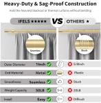 IFELS Heavy Duty Curtain Rods for Windows 66 to 120 Inch, 1 Inch Gold Curtain Rod Adjustable, Decorative Long Curtains Rods with Metal Finials, Easy Installation and Modern Design (A2,Gold,30"-120")