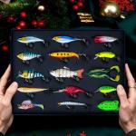 HALF CRESCEN Fishing Lures Kit for Diving Bass/Trout/Pike with Lifelike Action, Fishing Gear Set for 2025 Xmas (Gift Box 1)
