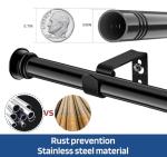 Small Curtain Rods for Windows 30" to 45" 5/8 Inch Standard Decorative Black Curtain Rod with Brackets Easy to Install for Bedroom Living room Kitchen (30",45")