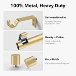 IFELS Heavy Duty Curtain Rods for Windows 66 to 120 Inch, 1 Inch Gold Curtain Rod Adjustable, Decorative Long Curtains Rods with Metal Finials, Easy Installation and Modern Design (A2,Gold,30"-120")