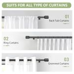 5/8” Diameter Curtain Rods 30-90 Inch, for 30-84 Inch Windows, Adjustable Splicing Black Curtain Rods for Windows with Brackets, Window Rod Long Small Curtains Rod