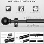 JRZOO Curtain Rod for Windows 18-45 Inch, Black 5/8 Inch Small Window Treatment Rods, Short Adjustable Splicing Drapery pole, Matte Black