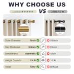 Warm Gold Curtain Rods for Windows 72 to 144 Inches Adjustable Length Heavy Duty 1" Diameter Brass Bronze Long Window Curtain Rod with Solid Metal Finials for Outdoor Farmhouse Bedroom Living Room