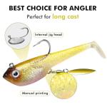 TRUSCEND Fishing Jigs Lures with Handmade Lead Heads Paddle Tail Spinner Baits for Bass Trout Walleye Musky Soft Plastic Fishing Lures