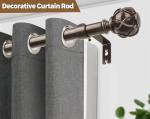 KAMANINA Curtain Rods for Windows 72 to 144 Inches (6-12ft) Long Heavy Duty Curtain Rod, 7/8 Inch Adjustable Decorative Drapery Rods with Netted Texture Finials, Bronze, Size: 32-144"