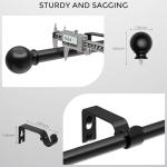 JRZOO Curtain Rod for Windows 18-45 Inch, Black 5/8 Inch Small Window Treatment Rods, Short Adjustable Splicing Drapery pole, Matte Black