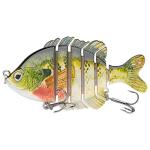 BASSDASH SwimPanfish Multi Jointed Panfish Bluegill Swimbaits Topwater Hard Bass Fishing Crank Lure 3.5in/0.85oz, 4 Colors (Bluegill)