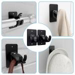 2 Pieces Self Adhesive Curtain Rod Bracket, Universal Plastic Curtain Rod Holders, No Drill Curtain Rod Brackets Curtain Rod Hooks for Bathroom, Bedroom, Livingroom, Kitchen (Black)