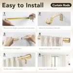 IFELS Heavy Duty Curtain Rods for Windows 66 to 120 Inch, 1 Inch Gold Curtain Rod Adjustable, Decorative Long Curtains Rods with Metal Finials, Easy Installation and Modern Design (A2,Gold,30"-120")