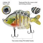 BASSDASH SwimPanfish Multi Jointed Panfish Bluegill Swimbaits Topwater Hard Bass Fishing Crank Lure 3.5in/0.85oz, 4 Colors (Bluegill)