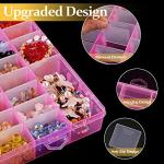 2 Pack 24 Grids Pink Plastic Organizer Box, Storage Container with Adjustable Divider, Craft Organizers and Storage Bead Storage Organizer Box for DIY Jewelry Tackles with 2 Sheets Label Stickers