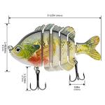 BASSDASH SwimPanfish Multi Jointed Panfish Bluegill Swimbaits Topwater Hard Bass Fishing Crank Lure 3.5in/0.85oz, 4 Colors (Bluegill)