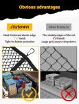 AUTOWN Cargo Net for Pickup Truck Bed - Stretchable 4'x4' to 7'x7', High Elastic Fine Mesh 1''x1'' with 8 Metal Carabiners - Ideal for ATV, SUV, UTV, Truck and Boat Use (Single Layer)