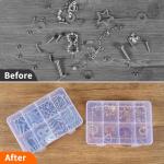 QUEFE 2 Pack 8 Grids Bead Organizers and Storage, Plastic Organizer Box with Removable Dividers Tackle Box Organizer for Candies Snacks Electronics Jewelry Small Parts