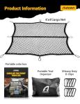 AUTOWN Cargo Net for Pickup Truck Bed - Stretchable 4'x4' to 7'x7', High Elastic Fine Mesh 1''x1'' with 8 Metal Carabiners - Ideal for ATV, SUV, UTV, Truck and Boat Use (Single Layer)