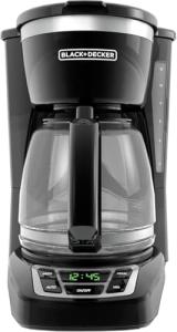 BLACK+DECKER 12-Cup Digital Coffee Maker, Programmable, Washable Basket Filter, Sneak-A-Cup, Auto Brew, Water Window, Keep Hot Plate, Black