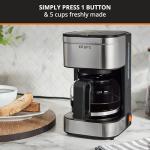 KRUPS Simply Brew Compact 5 Cup Coffee Maker: Stainless Steel Design, Pause & Brew, Keep Warm, Reusable Filter, Drip-Free Carafe