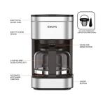 KRUPS Simply Brew Compact 5 Cup Coffee Maker: Stainless Steel Design, Pause & Brew, Keep Warm, Reusable Filter, Drip-Free Carafe