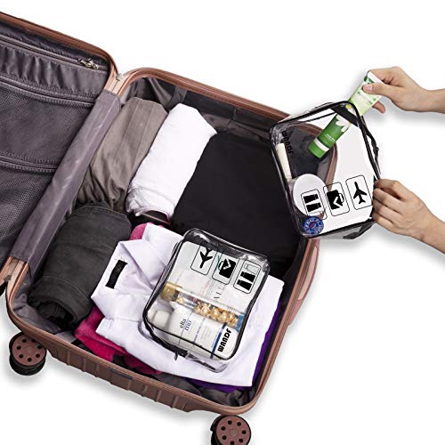 WANDF TSA Approved Clear Travel Toiletry Bags Set