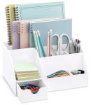 White 9-Compartment Desk Organizer and Pen Holder