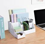 White Grey Marble Desk Organizer with 9 Sections
