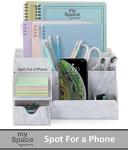 White Grey Marble Desk Organizer with 9 Sections